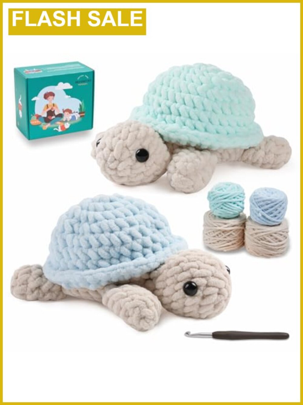 Crochet Kit for Beginners 2 Turtle Amigurumi Projects Crochet Hook Yarn